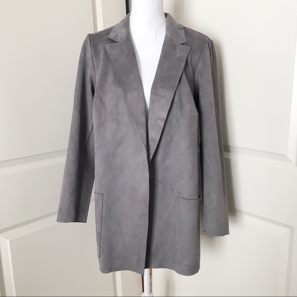 Premise Studio Suede Gray Blazer Jacket 